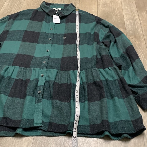 NWT American Eagle Oversized Flannel Babydoll Plaid Button‎ Down Soft Shirt - Picture 5 of 9